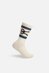 USA Cotton Socks (2 Pack), Cream & Indigo Stripe